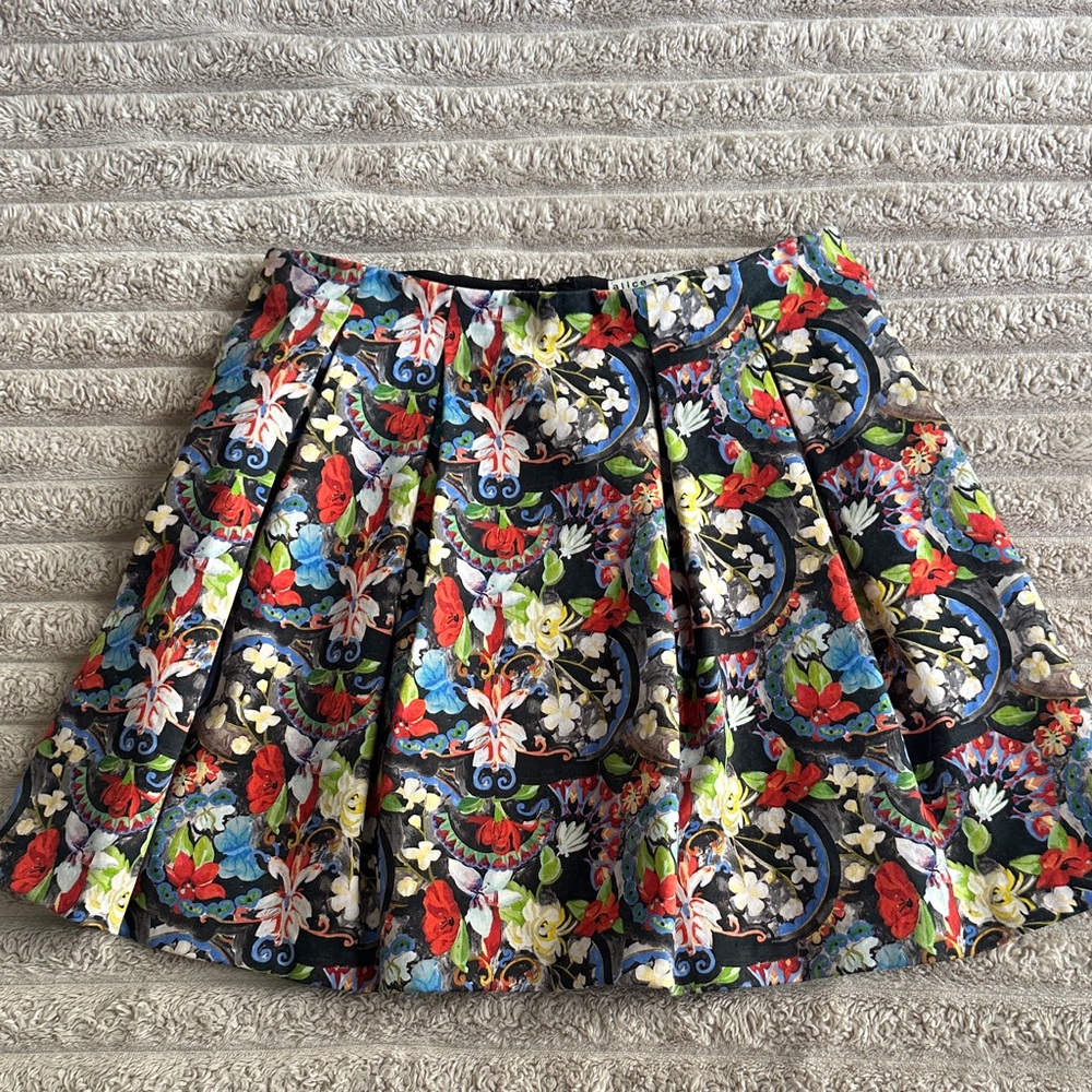 Alice + Olivia Multicolor Floral Pleated Skirt